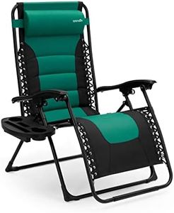 Zero Gravity Chair, Foldable Adjustable Steel Mesh Recliners, w/Pillows and Cup Holder Trays, Green and Black