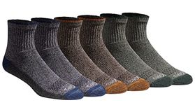 Dickies Men's Dri-Tech Moisture Control Quarter Socks Multi-Pack, Heathered Colors (6 Pairs), Shoe Size: 6-12