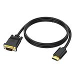 RuhZa HDMI to VGA, Gold-Plated HDMI to VGA Cable 6 Feet Cable Compatible With Computer, Desktop, Laptop, PC, Monitor, Projector, HDTV, Raspberry Pi, Roku, Xbox and More