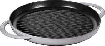 staub 40511-782 Pure Grill Round, Gray, 11.8 inches (30 cm) Grill Pan, Both Hands, Casting, Enamel, Induction Compatible, Japanese Authentic Product