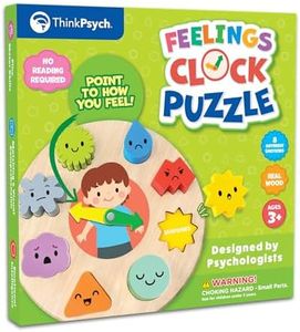 ThinkPsych Feelings Clock Puzzle | Chunky Wooden Feelings Wheel for Kids | Emotion Wheel Toy | Social Emotional Learning Activities | Emotional Regulation Tools for Kids Ages 3+