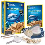 National Geographic Shark Tooth Dig Kit - Excavate 3 Real Shark Tooth Fossils Including Sand Tiger, Otodus and Crow Shark - Great Science Gift for Marine Biology Enthusiasts (RTNGSHARK)