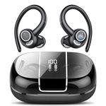 Csasan Wireless Earbuds, Bluetooth 5.3 Headphones with ENC Noise Canceling Mic, 3D Stereo Wireless Earphones, 48H LED Display Ear buds with Earhooks, IPX7 Waterproof for Sport/Running/Gym/Black