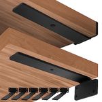 BUSSMEAN 6 Pcs Floating Shelf Brackets, 5mm(1/5") Thick Hidden Heavy Duty Industrial L Bracket, Premium Solid Steel Shelf Supports for Shelves, Black Rustic Wall Mounted Brackets for Shelves 6 Inch