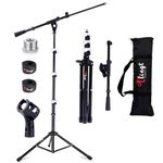 Tlingt Support Mic Stand, Portable Microphone Boom Stand with Telescopic Boom Arm, Deluxe Protection Bag for Storage and Travel, Perfect for Pub Gigs, Live Performances, Busking, and Home Use...