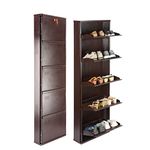 Laxmi KAPAT 5 Door Metal Shoe Rack Wall Mounted for Home with Central Locking, Can Hold Upto 20 Shoes Pair, 3 Year Warranty (67 x 20 x 6 Inch, Brown)