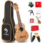 Vangoa Soprano Ukulele 21 Inches Solid Mahogany Acoustic Ukelele Set for Professional Beginners Kids with Carry Bag, Tuner, Nylon Strings, Manual, Strap and Picks