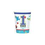 Amscan All Aboard Boy 1st Birthday Cups, 9 Oz, Blue/White