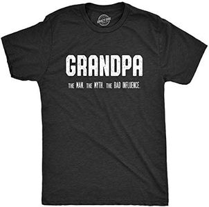 Crazy Dog T-shirts Mens Grandpa The Man The Myth The Bad Influence T shirt Funny Grandfather Papa (Heather Black) - S