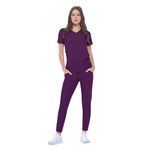 Natural Uniforms Ultra Stretch Form Fitting Womens Scrub Set (Eggplant, Small)