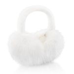 WATAME Faux Fur Ear Muffs Winter Women Girls Cute Earmuffs Fluffy Ear Warmers Soft Foldable Ear Muffs Outdoor (White)