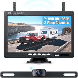 eRapta 7 Inch Wireless Backup Camera for Truck: Front/Rear View Camera, 2 Channels/HD1080P/Night Vision/IP69K/DIY Grid Lines for Car RVs Trucks Tractors Bus Semi-Trailers Pickup AWT7
