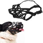 Dog Muzzle Soft Rubber Basket Breathable Muzzles Adjustable Straps for Small Medium Large Dogs Allows Drink Water and Panting Anti-Biting Prevent Chewing Barking Fighting Pet Mouth Cover (XL, Black)