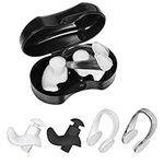 SAVITA 2 Set Swimming Ear Plug and Nose Clip Set Reusable Waterproof Ear Nose Protector for Showering Bathing Surfing Snorkeling Other Water Sports