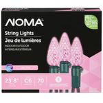 NOMA C6 LED Christmas Lights | 70 Berry Pink Bulbs | 23.8 Ft. String Light | UL Certified | Indoor & Outdoor