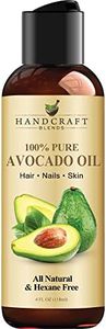 Handcraft Blends Avocado Oil, 4 Fl Oz: Versatile Carrier Oil for Hair, Skin, and Aromatherapy, 100% Pure and Natural, Premium Grade, Cold-Pressed, Hexane-Free