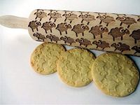 SHEEP Embossing Rolling Pin. Wooden Dough Roller for Homemade Cookies by Algis Crafts