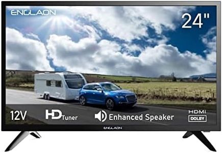 ENGLAON 24 Inch HD TV with LED 12V Display and HD Tuner Including Personalized Video Recorder (PVR) for Caravan Motorhome Campervan Boat Or RV