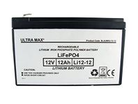 ULTRA MAX NP12-12 / LI12-12 Ultramax 12v 12Ah LiFePO4 LITHIUM Battery