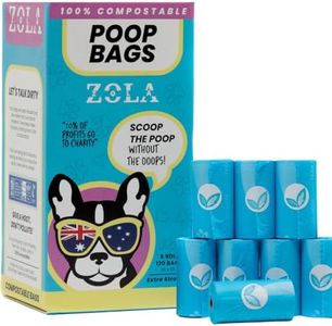 ZOLA ZOLA Extra Strong Compostable Dog Poop Bags (120 bags) - Biodegradable Dog Poo Bags for Dogs & Cats, Super Strong Dog Bags for Poop