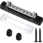 Weewooday 10-Gang BusBar with Cover 6 Terminal Bus Bar 150 A BusBar Block with Cover Power Distribution Terminal Block W/ 6 Pieces M4 Screws 2 Pieces M6 Studs for Caravan Car Boat Marine