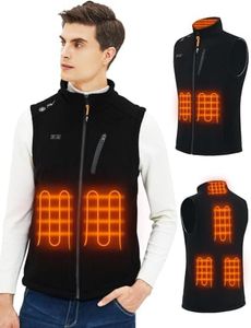 Heated Gilet for Men,Heated Vest with 10000mAh Battery Pack, Lightweight Heated Fleece Vest with 3 Temperature Levels/6 Heating Zones USB Heated Gilet