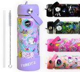 FUNKITZ Kids Water Bottle - Insulated Water Bottle Metal - Stainless Steel Water Bottle with Straw - Insulated Water Bottles - Girls Water Bottle, 515ml