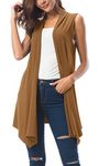 Urban CoCo Women’s Sleeveless Asymmetric Hem Open Front Cardigan Vest (XL, Cashew)