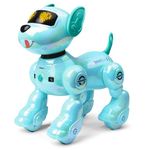 VATOS New Kids Remote Control Robot Dog with 2 Batteries, Intelligent Programmable Robotic Puppy with 17 Interactive Functions, Singing Dancing Walking Robot Dog Toy Gift for Kids Aged 3-8, Blue