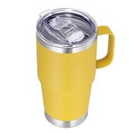 VEGOND 20 oz Tumbler with Handle Lid and Straw, Stainless Steel Insulated Travel Coffee Mug Spill Proof Double Wall Metal Tumbler Cup Keeps Drink Hot and Cold, Yellow 1 Pack