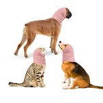 oUUoNNo Dog Snood for Dog Neck and Ear Warme,Calming Pet Snood Ear Covers for Anxiety Relief and Grooming, Ear Muffs for Dogs and Cats (Large, Pink)