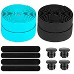 Awpeye 2 Pairs Bicycle Handlebar Tape EVA Road Bike Bar Tape with End Plugs Cycling Handle Wraps 4 Rolls (Black, Bianchi Green)