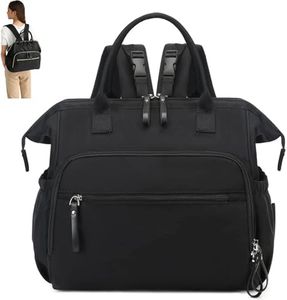 Arvitas Convertible Diaper Bag Tote, Water-Resistant Diaper Backpack with Anti-theft Pockets and Stroller Clips, Blacksilver, Large, Diaper Bag