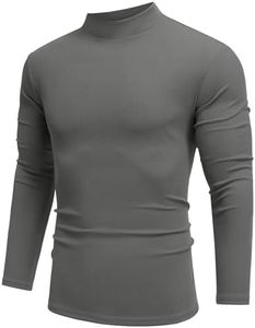 COOFANDY Pullover Herren mit Stehkragen Thermoshirt Feinstrick Winter Halbes Rollkragenshirt Langarm Basic Männer Pullover Dunkelgrau XXL