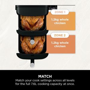 Ninja Double Stack Air Fryer 7.6L – Black, Dual Basket