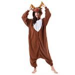 Beauty Shine Unisex Adult Reindeer Christmas Costume Plush Pajamas (S, Coffee Reindeer)