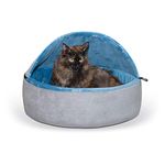 K&H Pet Products Self-Warming Kitty Bed Hooded Large Blue/Gray 20"