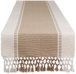 DII Dobby Stripe Woven Table Runner, 13x72 (13x77.5, Fringe Included), Stone