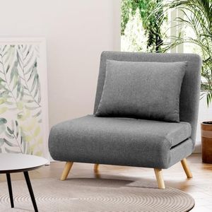 Artiss Folding Sofa Bed,Linen Convertible Sofas Chair with Pillow,Single Fold Out Recliner Couch Lounge for Living Room Bedroom, Futon Pull Out Sleeper Sofabed with Sturdy Metal Frame Home Office