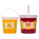 Twisty The Boba Station® Boba Combo Pack of 2 | Popping Boba Mango & Strawberry Flavors 1 Kg Each for Bubble Tea, Milkshakes, Ice Cream & Yogurt | Vegan, 20 Straws Included