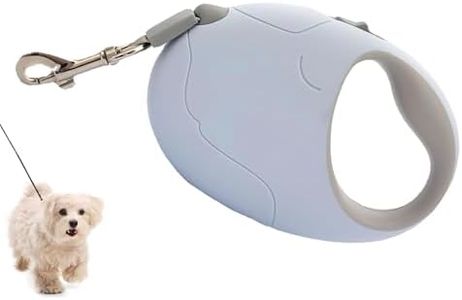 Correa retráctil y extensible para perros y gatos, correa de 5 m con mango antideslizante para perros medianos y pequeños de hasta 35 kg (azul, 5 m)