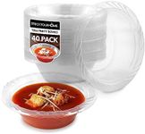 40 Pack 12 oz Elegant Clear Plastic Bowls for Parties Small Disposable Bowl for Fancy Dinner or Cocktail Party, Soup and Salad, Thick and Sturdy