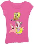 Nickelodeon Spongebob Squarepants, Patrick, & Gary Girls Short Sleeve T-Shirt, Raspberry, 7-8