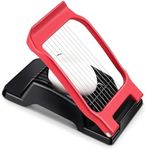 Yuzxaun Egg Slicer - Stainless Steel Wire & Aluminium Heavy Duty Cutter, Dishwasher Safe for Eggs & Soft Fruits, Black & Red