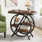 Tribesigns End Table for Living Room, 3-Tier Narrow Side Table with Storage, Wood Sofa Side Table with Geometric Metal Frame, Industrial Nightstand and Bedside Table for Bedroom