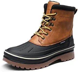 Bruno Marc Men's Insulated Waterproof Snow Boots Warm Fur Lined Outdoor Winter Boot Brown/Yellow,Size11,SBSB229M