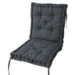 HOMESCAPES Grey Travel Booster Cushion Large Firm 50cm Square Seat Pad and Backrest Luxury Thick Soft Charcoal Grey Cotton Supportive Car Cushion For The Elderly, Post-Operative and Lumbar Support