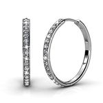 Hoop Loop Earrings for Women18K White Gold with Sparkling Element Crystal with Jewellery Box for Women Wife Mother Daughter (HOOP-C)