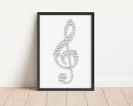 Personalised Treble Clef Word Art Print - Teacher Gift - A5, A4 Prints & Framed