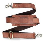 Adjustable 60-inch Real Leather Bag Replacement Shoulder Strap Comfort Fit Padded with Metal Swivel Hooks for Crossbody Purses, Laptop Messenger Bags, Handbags and Duffle Luggage Straps (Brown)